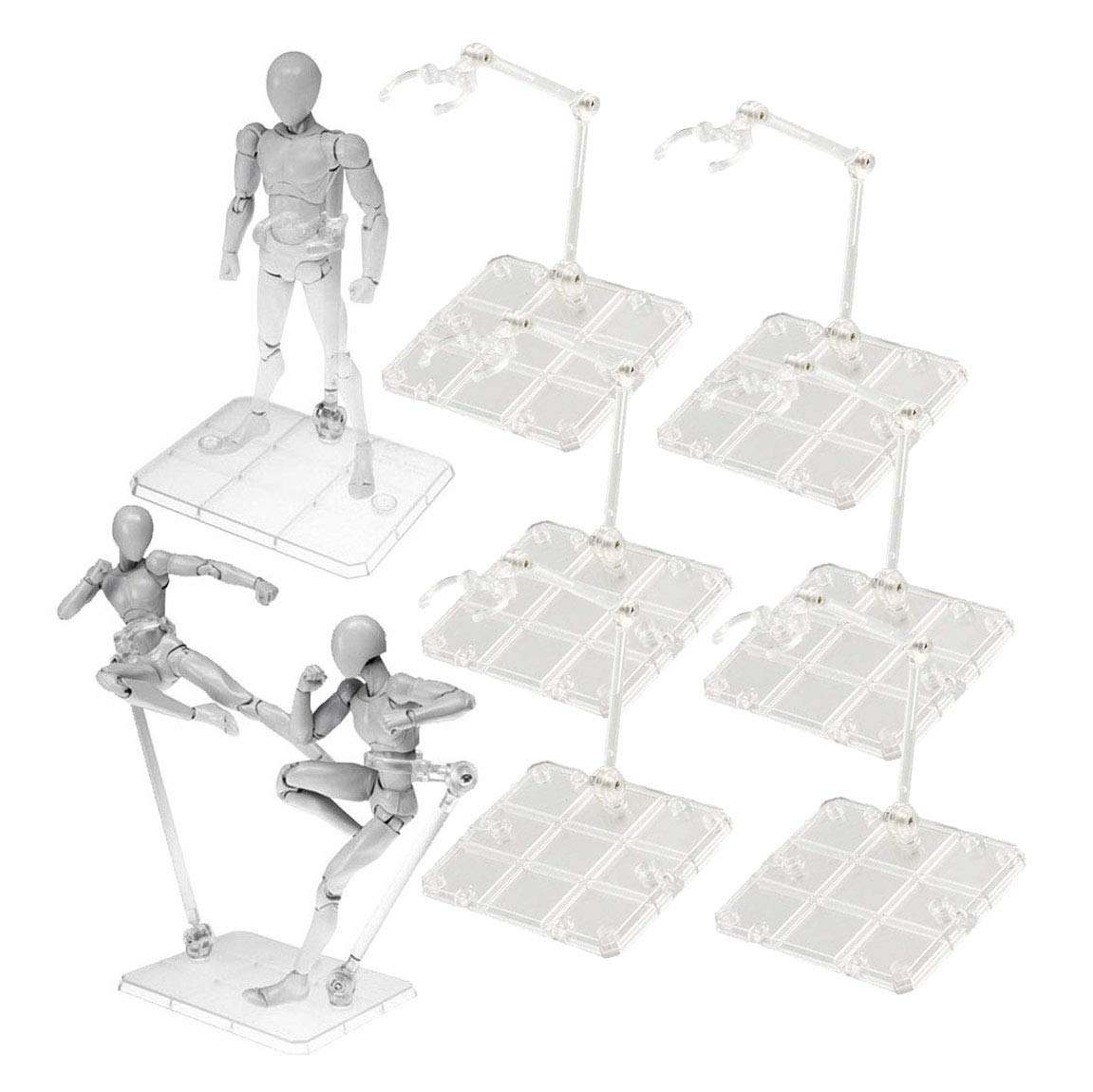 

LUCKYBEE 8-Piece Set of Plastic Model Stands, Figure Bases, 1/144 Scale Polycarbonate, 180-Degree Articulated Display Stands for Models and Dolls