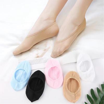 5Pairs Women's Invisible Boat Cotton Socks Set Summer Low Cut No Show Non-slip Slipper Ankle Sox Cute Thin Candy Socks