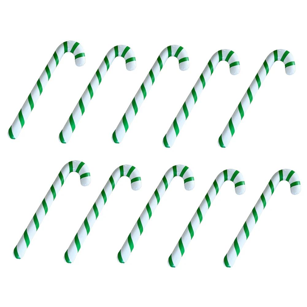 10pack inflatable Christmas canes made from sturdy PVC bright colors for holiday decoration at home parties or retail store