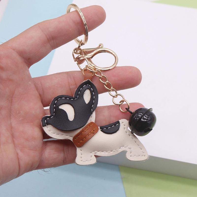 Unique French Bulldog Car Keyring Layer Leather Artisanal Work Soft Touch Materials for Everyday Carry