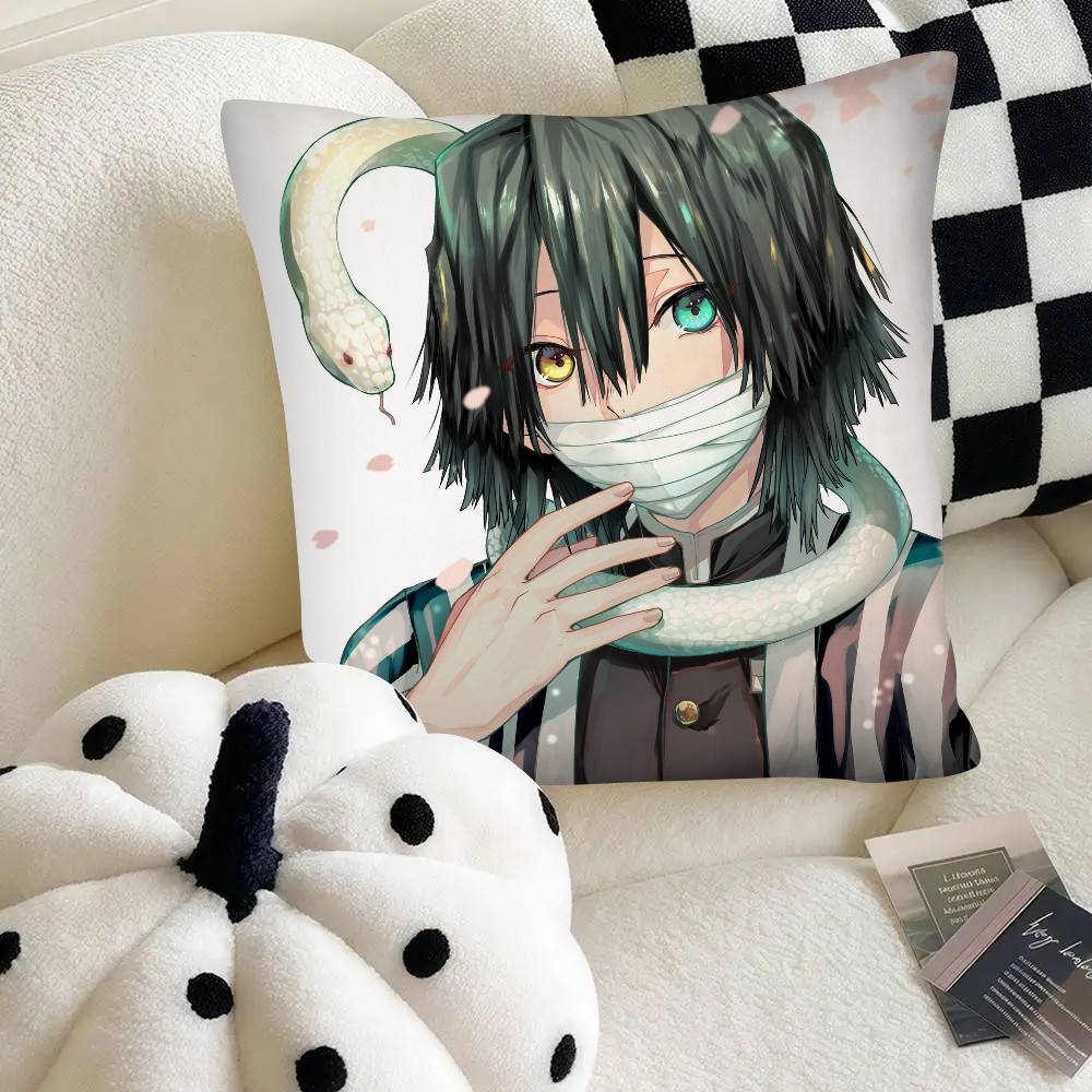 Anime Demon Slayer Obanai Iguro Kissenbezug Mode Quadratischer Kissenbezug Schlafzimmer Sofa Raum Ins Dekoration Freizeit