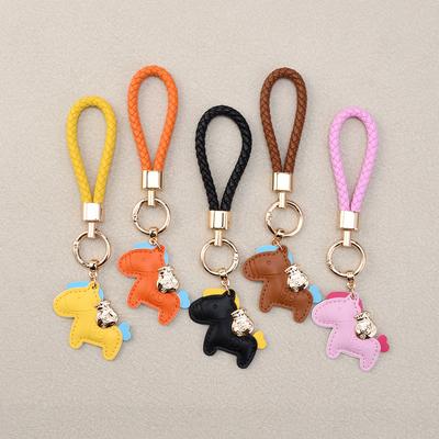 Creative Now Money Keychain Leather Braided Rope Fashion Cartoon Car Keychain Bag Cute Pony Pendant