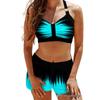 2025 Cross-border Flat-leg Halter Print Slimming Bikini Set