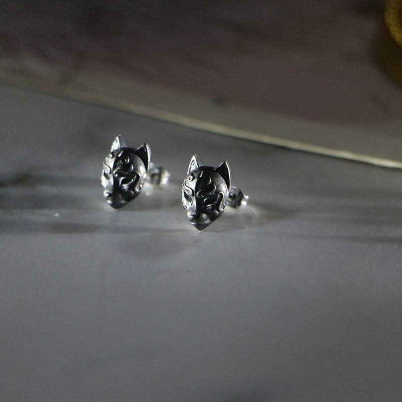 Biker Punk Schmuck Persönlichkeit Silberbeschichtet Gotischer Gehörnter Dämon Baby Ohrstecker Teufel Totenkopf Ohrstecker für Männer Frauen