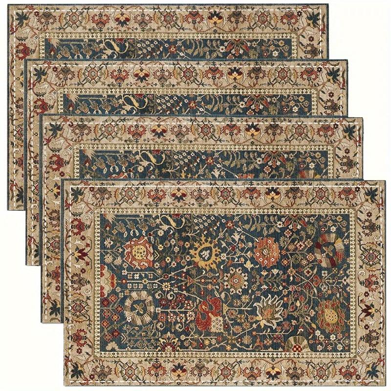 

4pcs Bohemian Style Ethnic Woven Texture Printed Placemats for Home Kitchen / Heat-Resistant Table Mats for Surface Protection 30x45cm-4PC