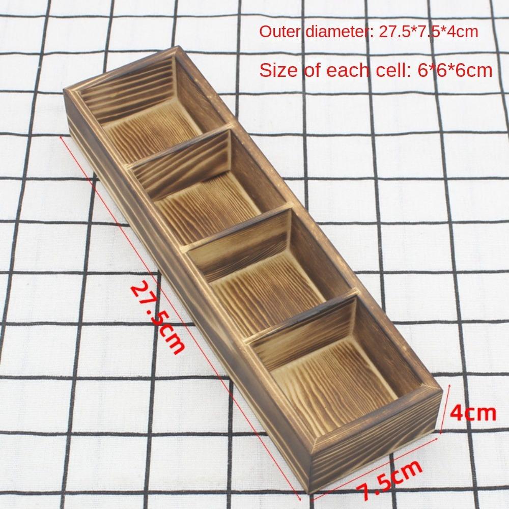 Solid Wood Retro Multi Compartment Storage Box Desktop Creativity Miscellaneous Sorting Grid