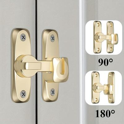 90/180 Degree Barn Door Lock - No Drilling Zinc Alloy Flip Gate Sliding Latch, Portable Security Door Lock for Kitchen Cabinet