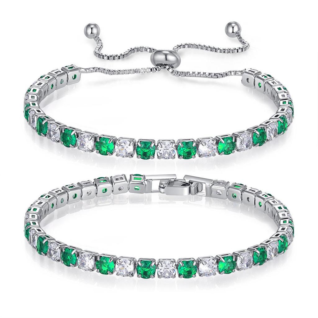 Iridescent Zircon Tennis Bracelet Set - White Gold Plated Fashion Jewelry