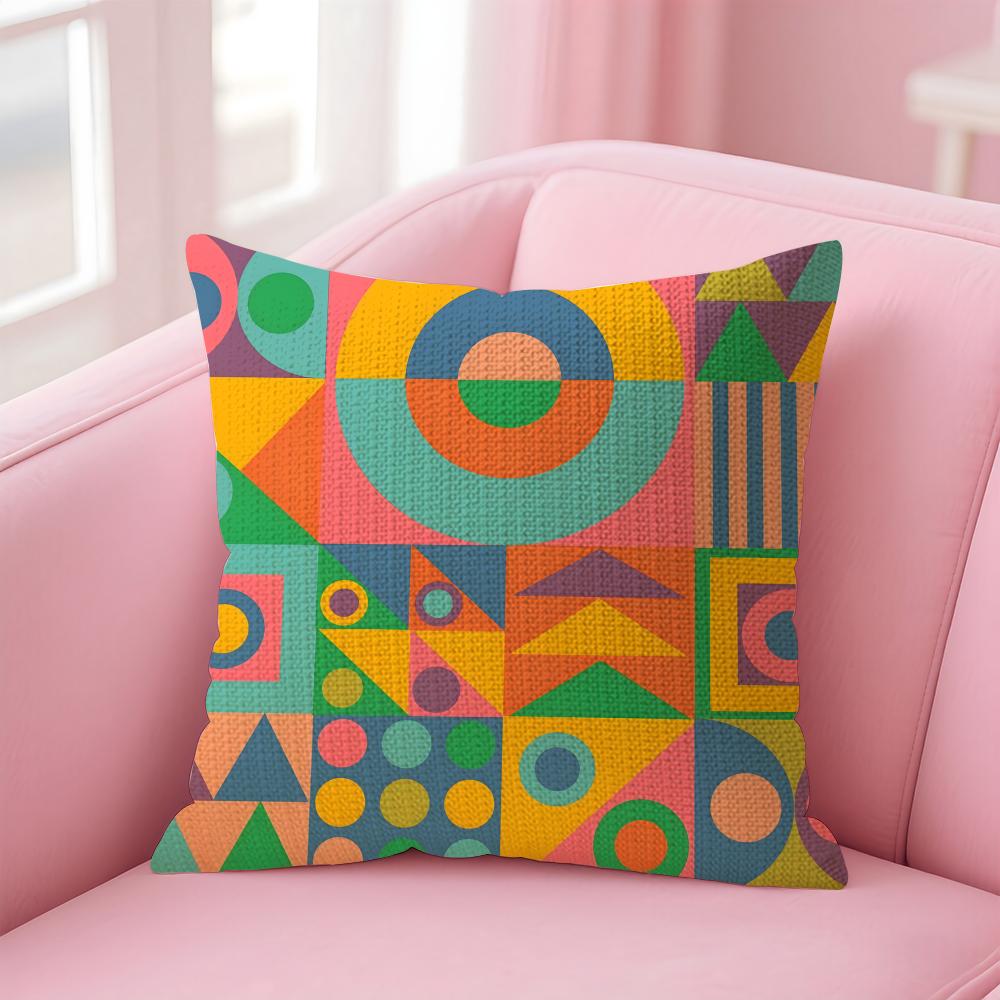 Geometric Patterns Luxury Cushion Cover Natural Linen Pillow Case DoubleSided Print Decorative Sofa Pillowcase Home Decor Gift