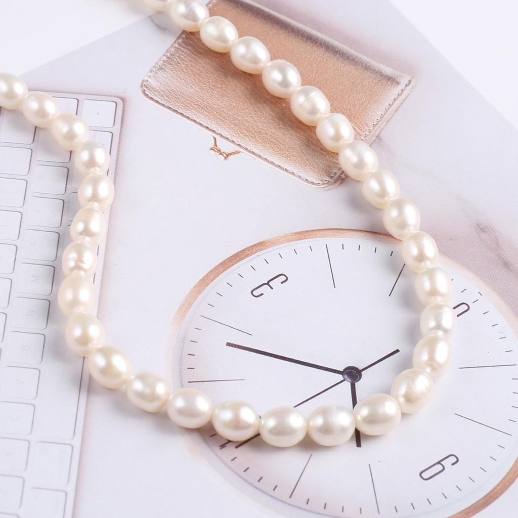 1String, White Natural Freshwater Pearl, Handmade Rice Pearl Beads, 7-8mm, for DIY Necklaces Bracelets Supplies, Women Crafts 36cm