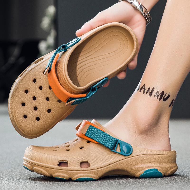 

Чоловічі сандалі-клоги на липучках, які можна носити двома способами, - нековзні, з м якою підошвою для літа UK 10-11 сірий колір/чорний