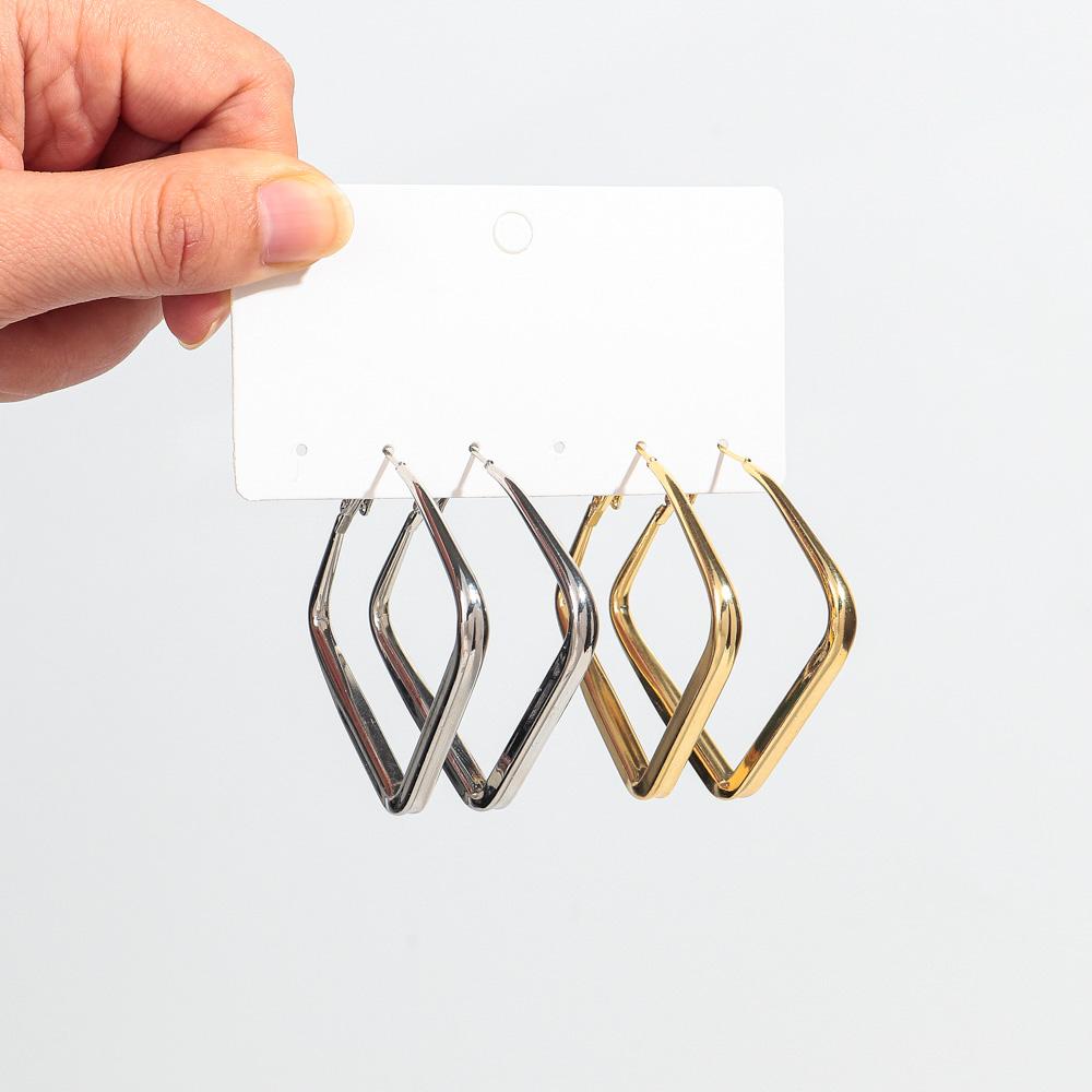 2pair Gold Sliver Color Square Hoop Earrings for Women Punk Geometric Huggies Earing Bijoux Hip Hop Party Jewelry Set Trend Gift