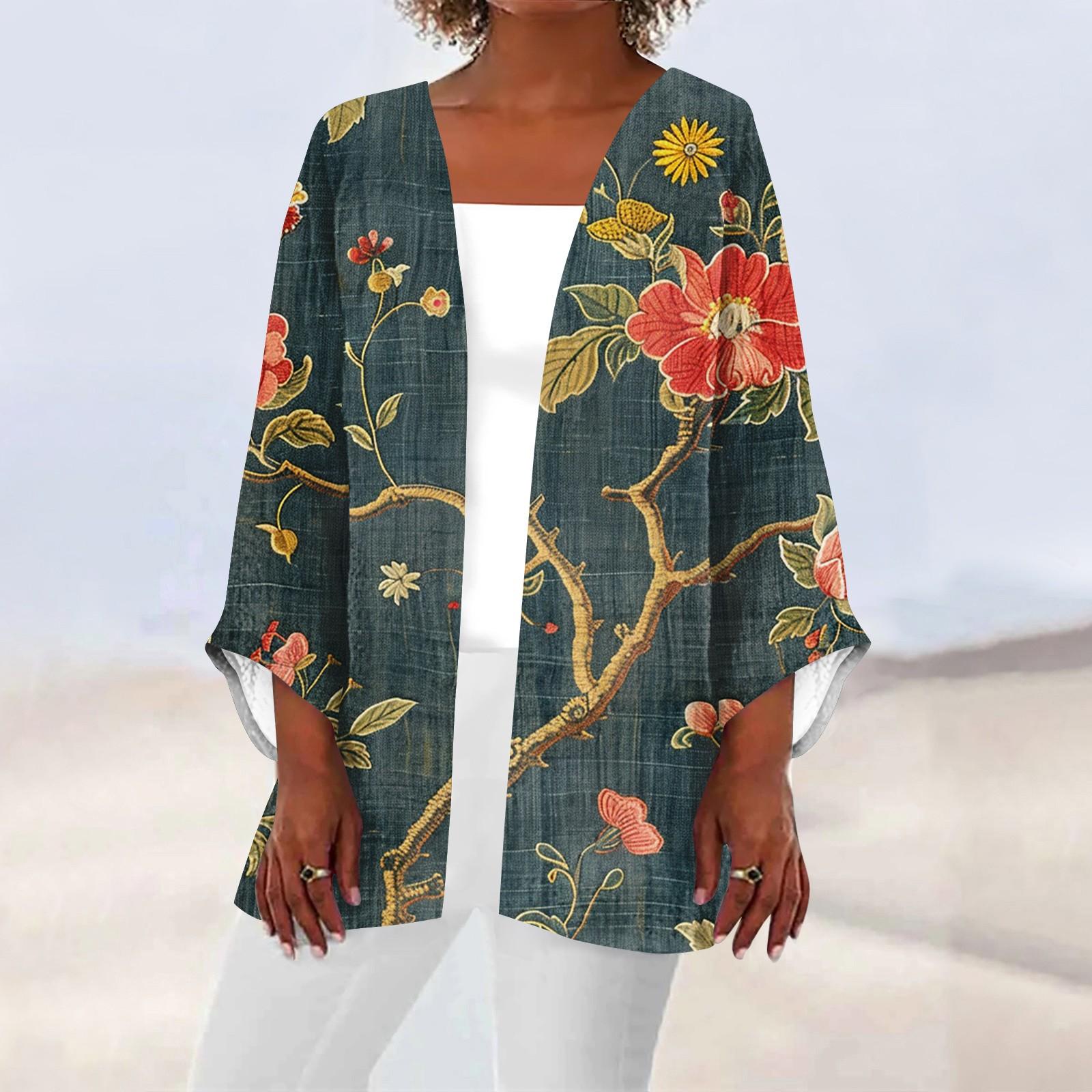 

Женская повседневная модная легкая куртка средней длины с принтом, кардиган XL