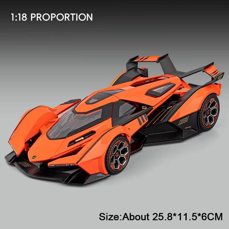 1:18 Lambor SVJ63 V12 Diecast Alloy Sports Car Model Toys Sound Light Pull Back Doors Opened Miniature Vehices Boy Precious Gift
