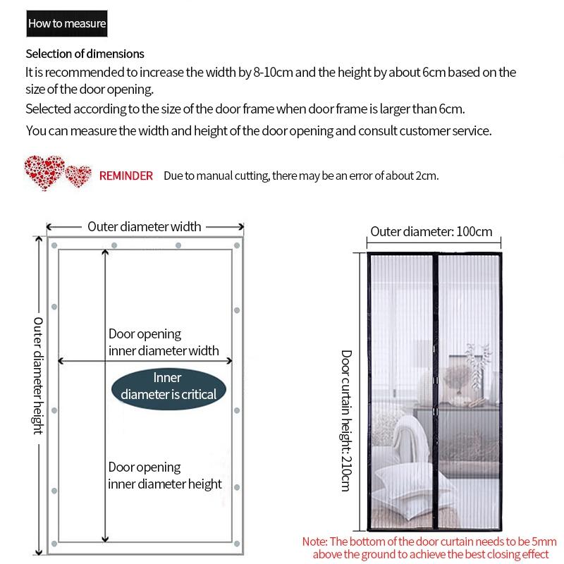 No Punching Magnetic Screen Door Curtain Anti Mosquito Insect Fly Bug Automatic Closing Door Curtain  Multi Size Mesh Nets
