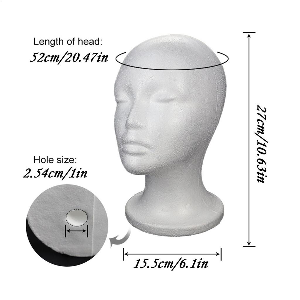 Female Styrofoam Mannequin Manikin Head Model Cosmetics Display Stand For Hair Travel Salon Hairpieces Model Hats Style