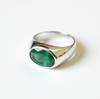 Natural Green Emerald Signet Ring, 925 Solid Sterling Silver, Ova Cut Emerald Ring, Men Women Everyday Jewelry