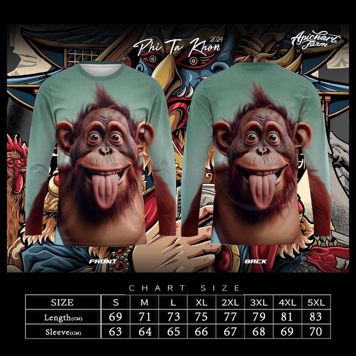 

Fashion Long Sleeve T-Shirt 3d Cute Quirky Ape Pattern Men s Animal Clothing Winter T Shirt Loose Oversized Y2k Blouse 4XL