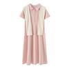 Large Size Women's College Style Shawl Polo Collar Dress 2026 Summer Waist and Thin Dress 214366