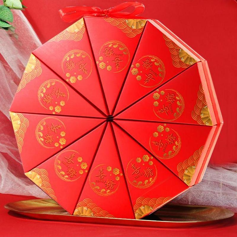 10 PCS/Lot Triangle Shape Wedding Party Favor Boxes Creative Chocolate Candy Storage Packaging Boxes Cake-shaped Sugar Boxes