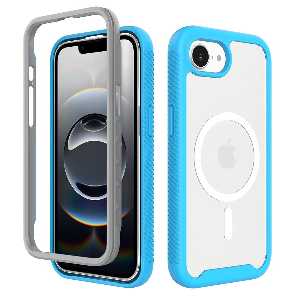 

For iPhone 16e Case PC+TPU Protective Phone Cover Support Wireless Charging Blue