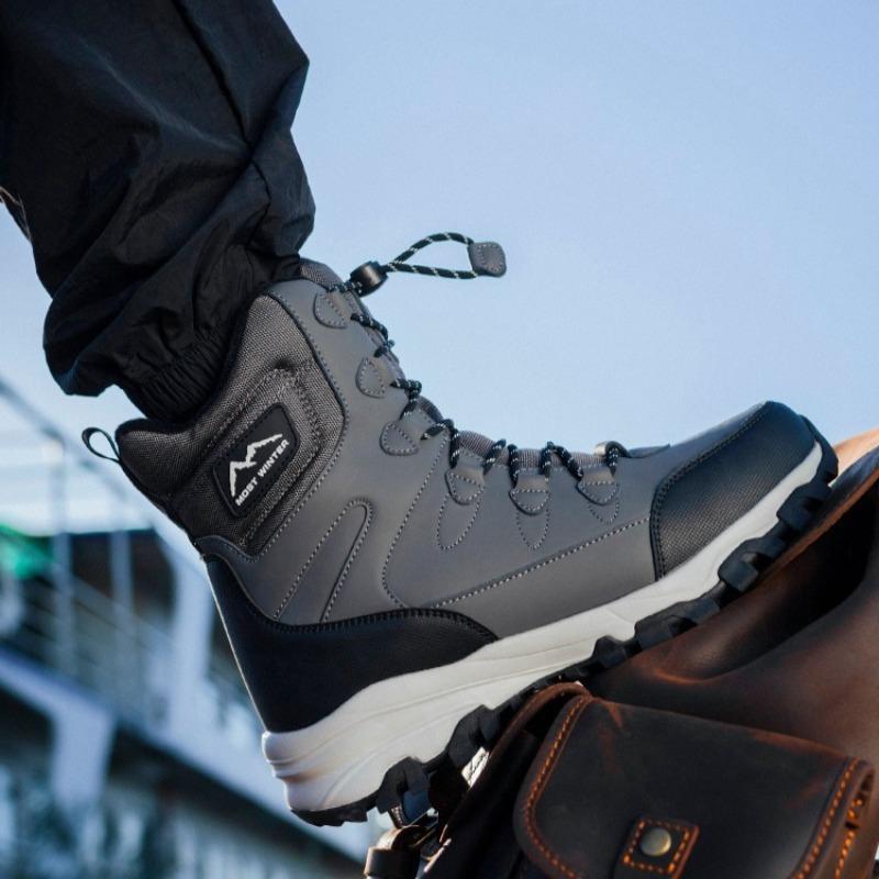 Fashion Thick Plush Couple Cotton Boots 2025Winter New Men's Boots Luxury High Top Cotton Shoes Men Warm Snow Boot Non Slip Hiking Boots