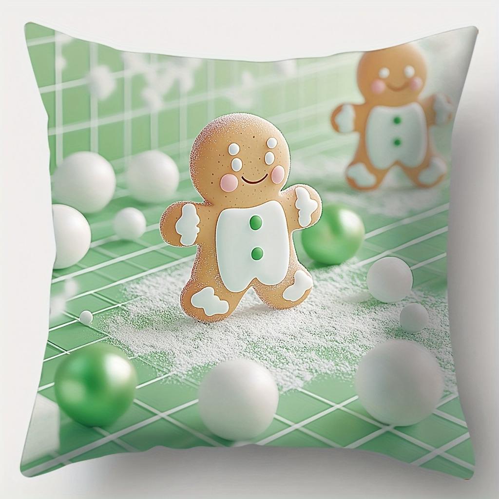 Home Decor Christmas-Themed Cute Creatures Pillow Covers Pattern Cushion Cover Suitable For Sofa Bedroom Car Pillow Cover