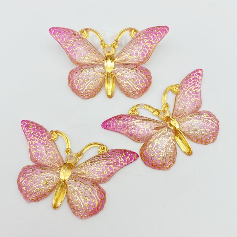 10Pcs/Lot New Acrylic Mixed Butterflies With A Hole Flat Back Scrapbooking Hair Bow Center Embellishments DIY Accessories C78