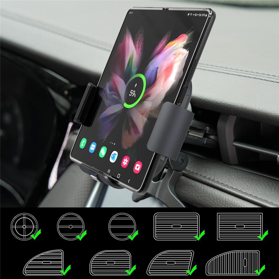 15W Car Wireless Charger Qi Smart Phone Charging Holder For Fold Screen Big Pad