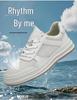 New Men's Breathable Mesh White Sneakers: Thick Sole, Round Toe, Lace-Up, Versatile for Casual and Work Wear