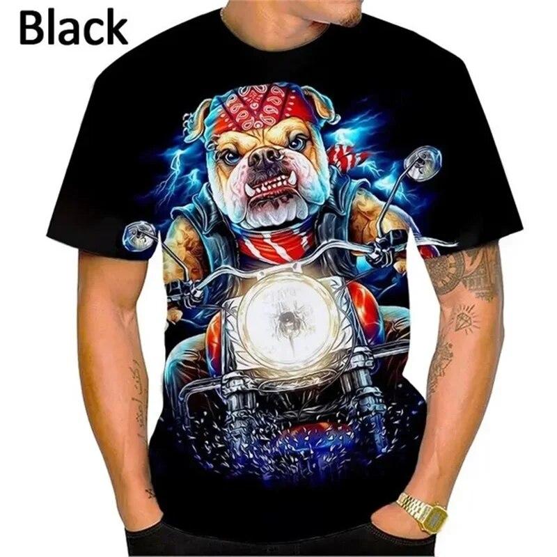 3D Printed Bulldog Graphic T-shirt Short Sleeve Personalized Animal Dog Pattern Tee Top For Men Women Casual Round Neck T-shirt