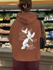 European Size Women's Hooded Sweatshirt - Autumn/Winter LOVE White Dove Print, Plus Velvet, Long Sleeve