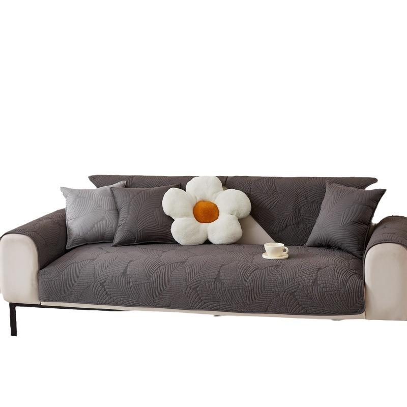 Nordic Simple Solid Color Sofa Cushion Four Seasons Pure Cotton Fabric Non-Slip Cotton Seat Cushion Universal Modern Sofa Cover Towel