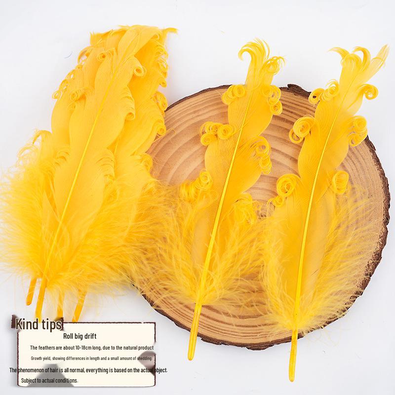 DIY Handmade White Large Curly Feather Accessories for Hats, Clothing, and Bags