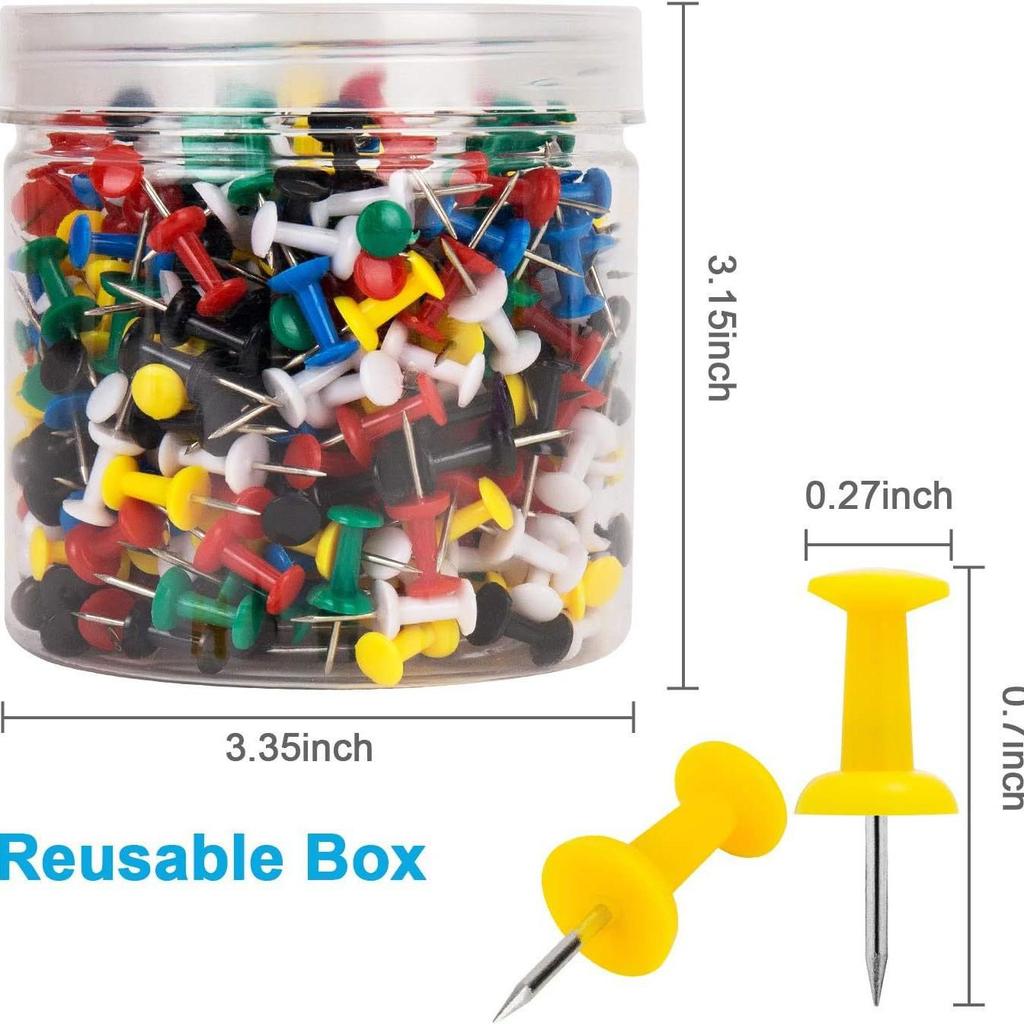 400 Colored Thumb Tacks - Push Pins for Cork, Message, and Photo Boards
