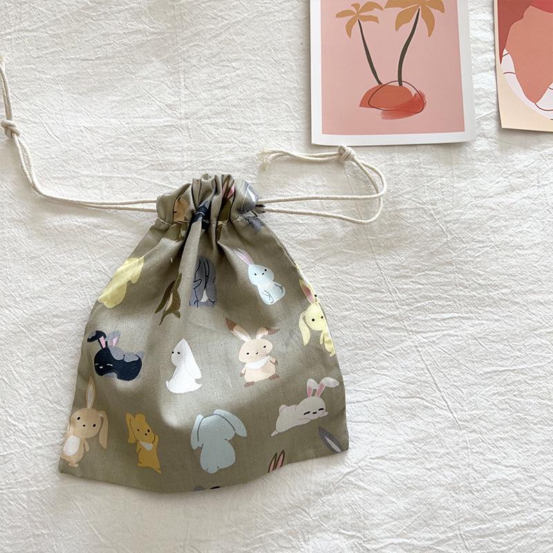 Floral Mini Cotton Drawstring Pouch for Jewelry, Cosmetics, & Lipstick - Dustproof & Cute