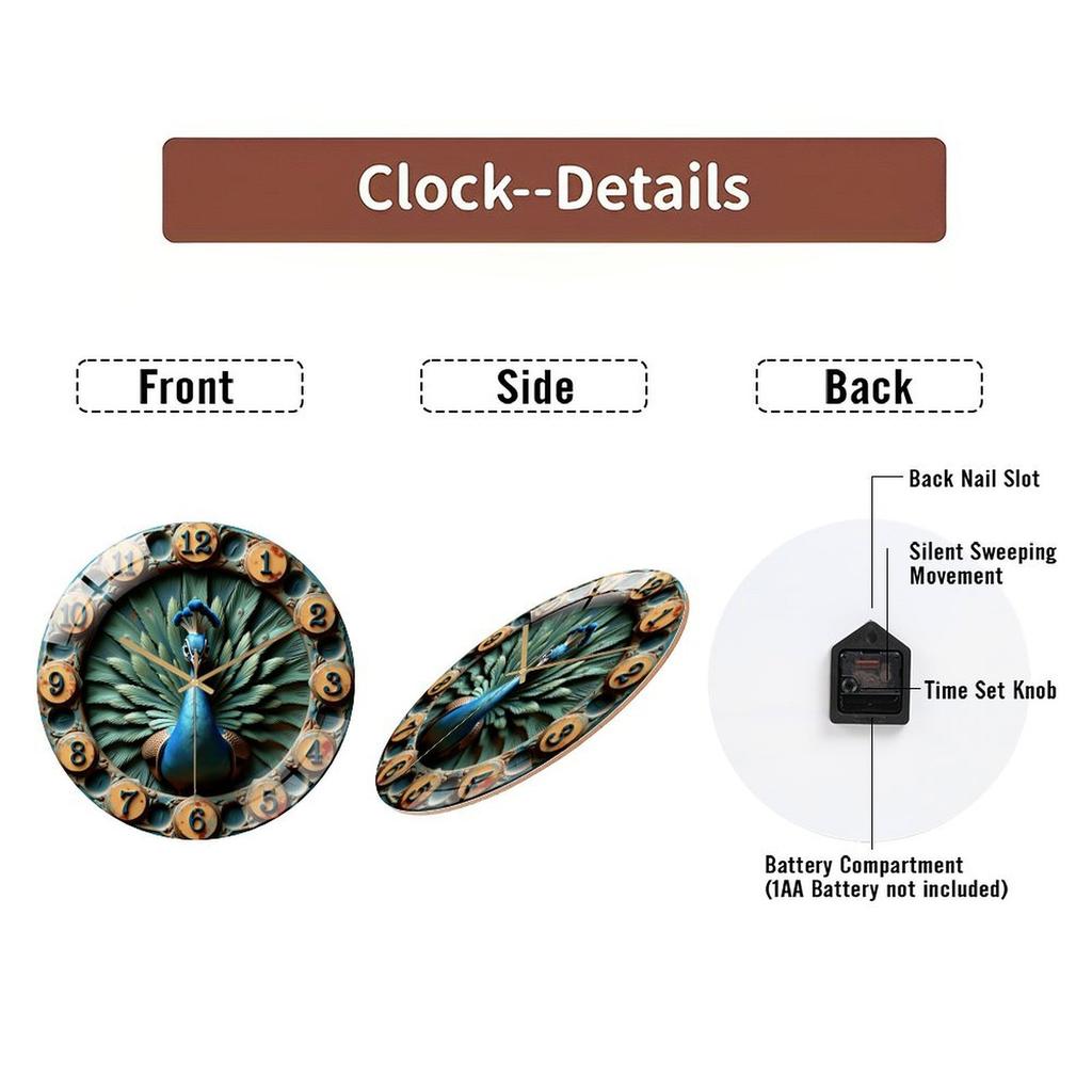 30cm Round Glass Wall Clock with a One-Year Manufacturer Warranty On Movement