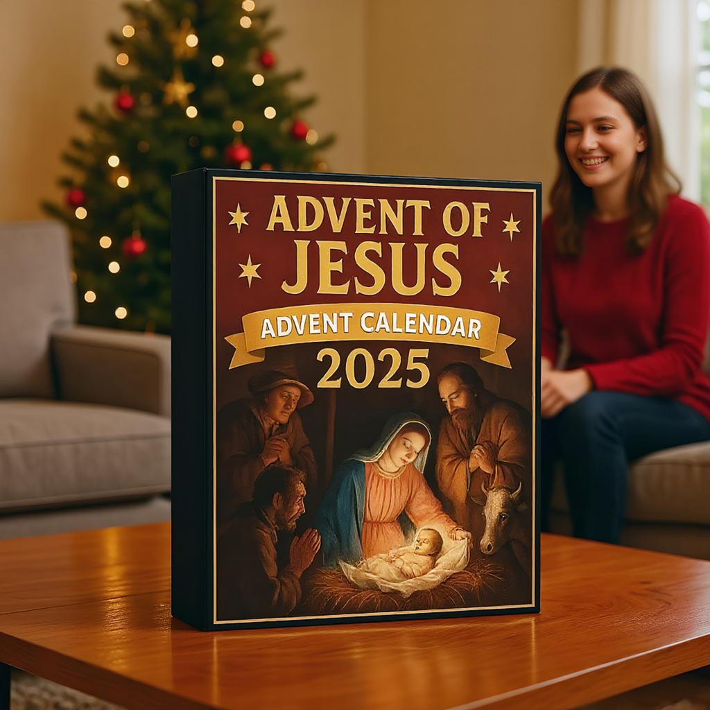 Jesus Christmas Countdown Calendar with 24 2D Acrylic Ornaments Christmas Advent Calendar Gifts for Kids Boys Girls Toddlers