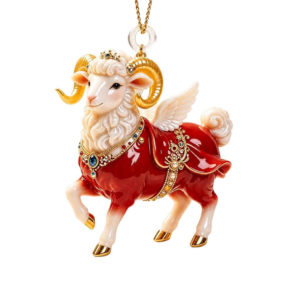 Ornamenti Appesi Capra Brillante Decorazione Animale Piatta 2D Nuova Portachiavi Decorazione Festa Festiva