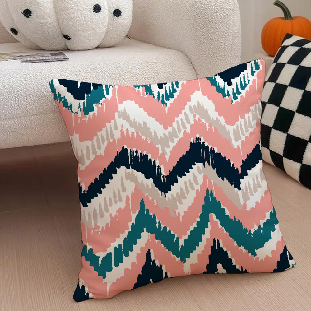 Boho Textile Pattern BBohemian Ethnic Prints Cushion Cover Throw Pillow Cover Hidden Button Durable Polyester Chair Cushion