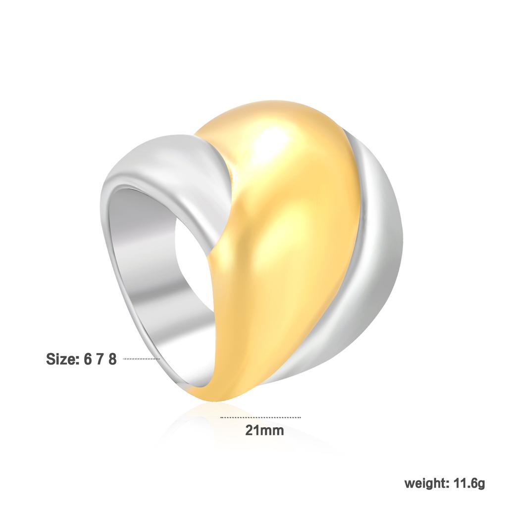 Niche asymmetric open ring fashion color matching gold single ring ring stainless steel electroplated 18K gold ring