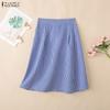 ZANZEA Women Loose Casual Grid Print A-Line Skirts