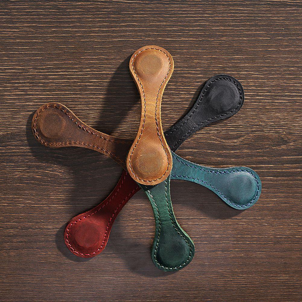 Crazy Horse Leather Double-Sided Magnetic Bookmark Clip