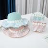 New Baby Straw Hat With Handbag Flower Lace Breathable Beach Hat Bags Kids Hat Boy Girls Floral Sun Visor