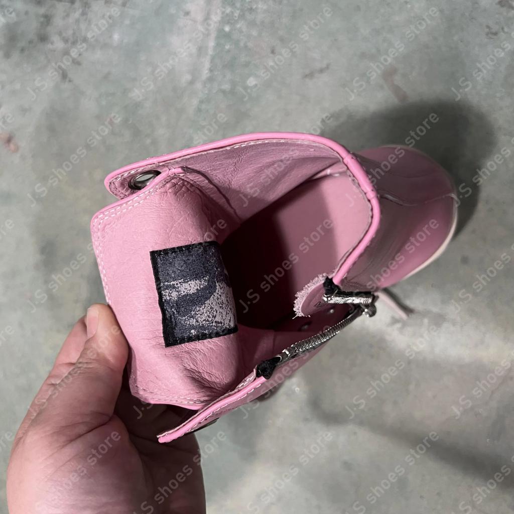 Ro Geobasket Boots Pink Leather High Top Shoe Men Shoes Pink Cowhide Sneakers Zipper Women Casual Sneaker Jumbo Laces Ankle Boot