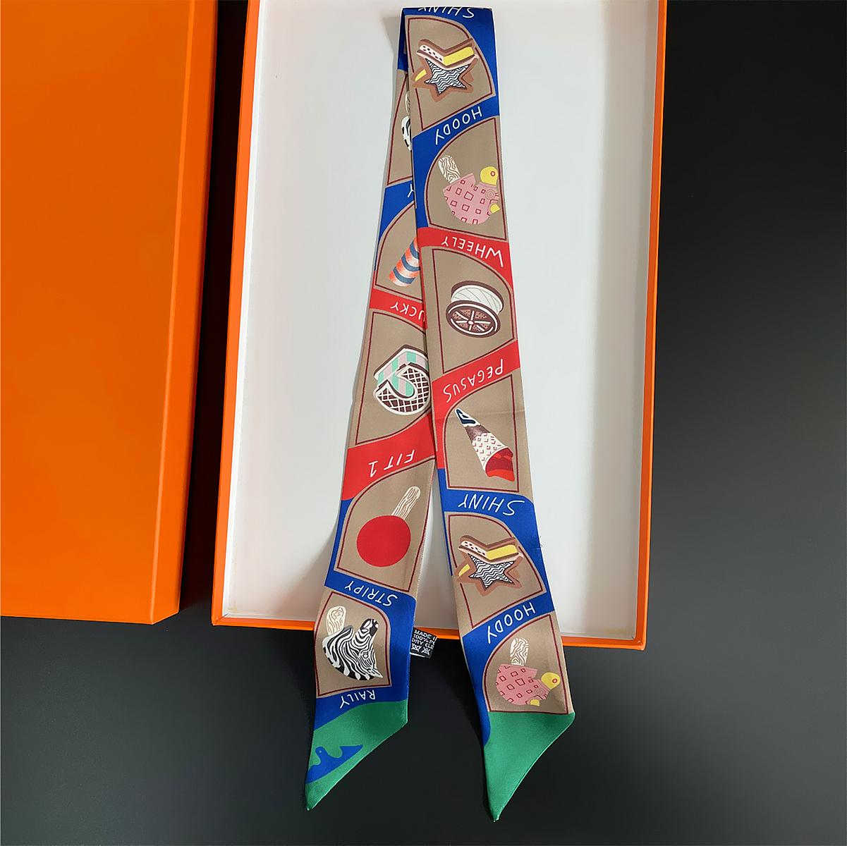 

Двухцветный твиловый шелковый шарф с узором пейсли, новый дизайнерский шарф класса люкс, женский фуляр, узкий шарф для сумки, шарф-шейный платок, повязка на голову для волос