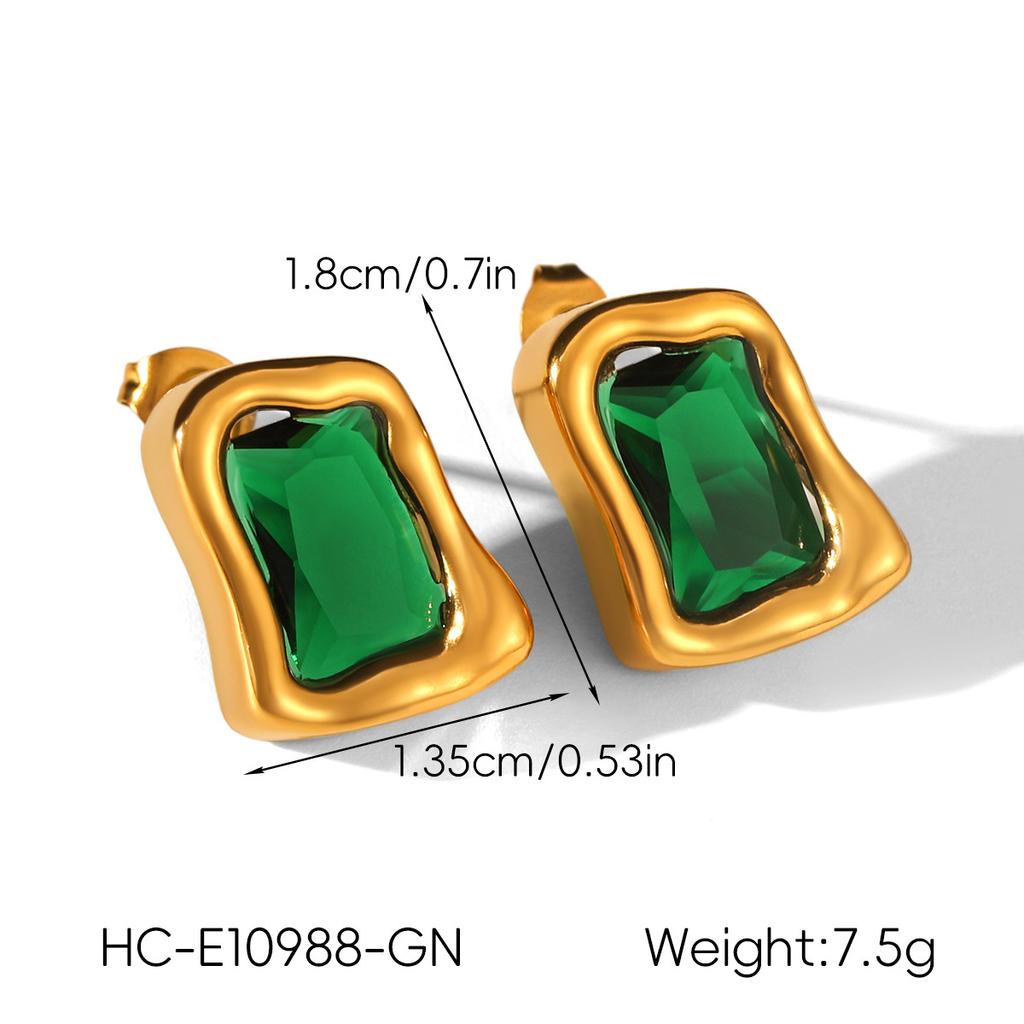 Stainless steel earrings, light luxury high-end zircon stud earrings, unique versatile titanium steel non-fading ear jewelry