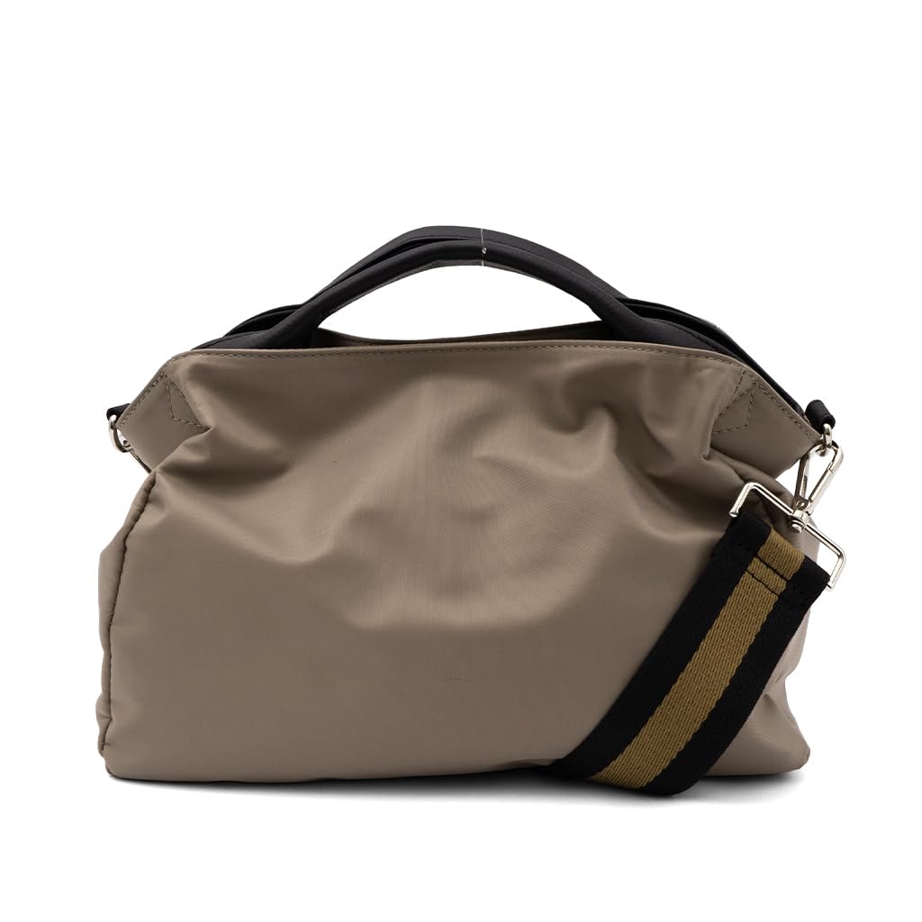 VITAFELICE Genuine Leather and Canvas Tote Bag for Women Gray 2-Way (inb-10001z) (Nylon Beige)
