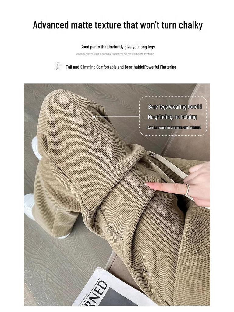 Damen Petite Slim-Fit Fleecegefütterte Chenille Weitbein Hose für Herbst/Winter 2025