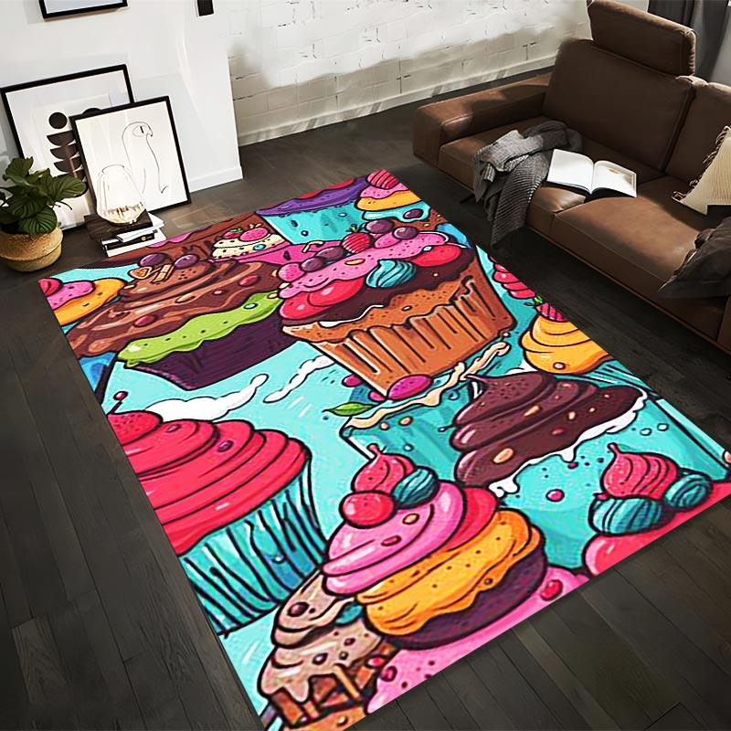 

Colorful Cupcake and Dessert Pattern Carpet for Living Room Decor Suitable for use as an anti-slip for living room bedroom sofas 40x60cm( 15x23in )